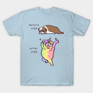 Before Afer Yoga English Bulldog T-Shirt